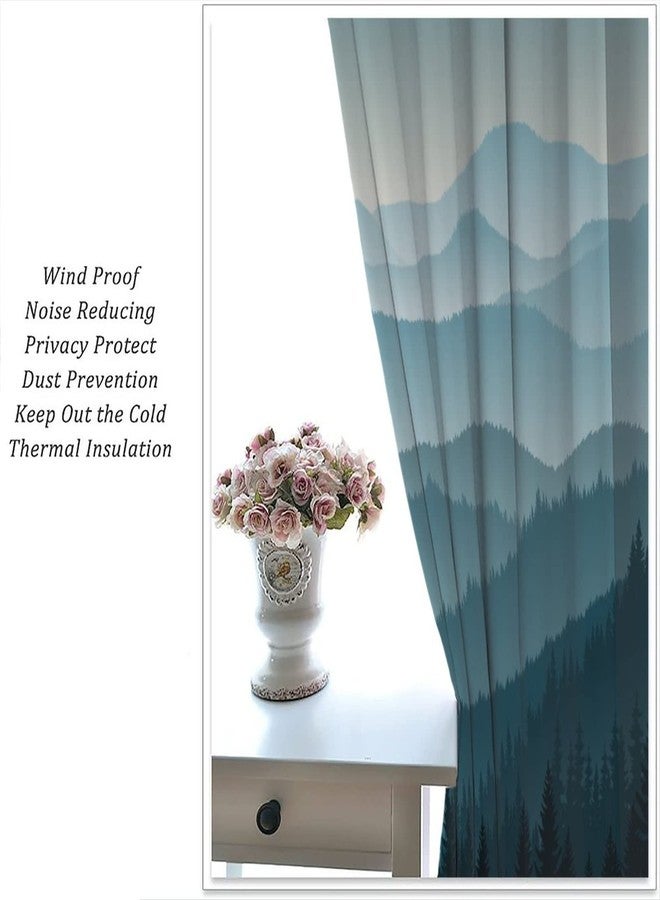 JADERYS Mountain Blackout Curtains Misty Forest Nature Woodland Scenery Landscape Art Print for Living Room Bedroom Kitchen Decor Rod Pocket Window Drapes 2 Panels 42x54in - Image 4